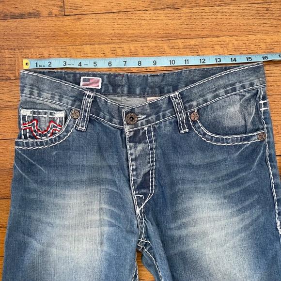 Iconic Y2K True Religion Mickey Big T Jeans Wide Stitching Low Rise Sz 32 - Picture 5 of 10